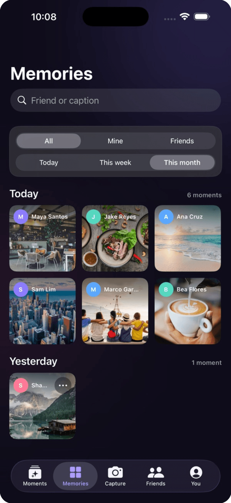 Lenso app moments feed